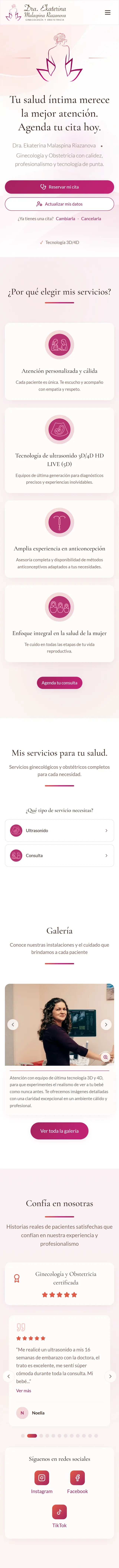 Sitio de la Dra. Ekaterina Malaspina visto en un teléfono